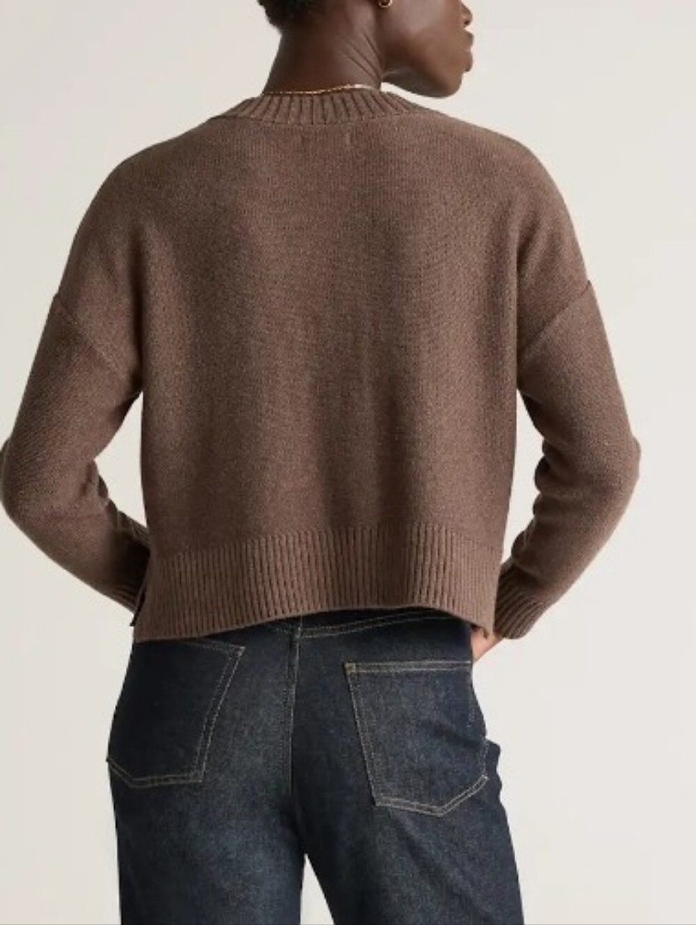 Quince cropped cardigan sweater 100% organic cotton size M - Picture 2 of 4